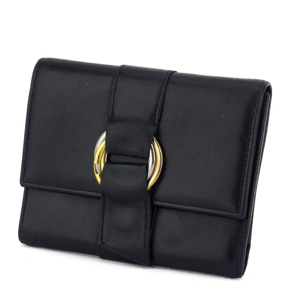 Cartier tri-fold wallet Trinity-based leather Auth used T9952